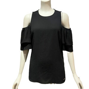 MICHAEL Michael Kors Black Cold Shoulder Blouse - Small
